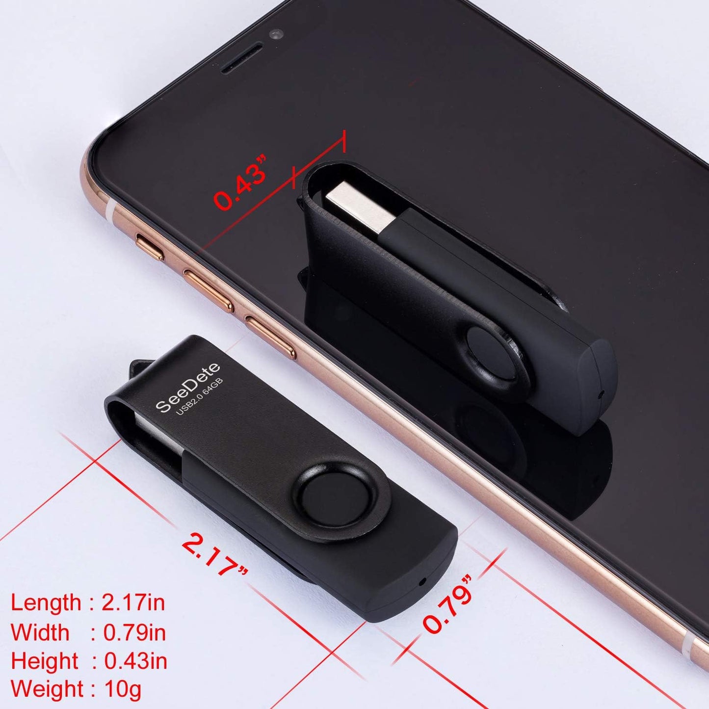 SeeDete 64GB 3 Pack 64GB (3 USB Flash Drives, USB Stick, Thumb Drive Rotated Design, Memory Stick with LED Light
