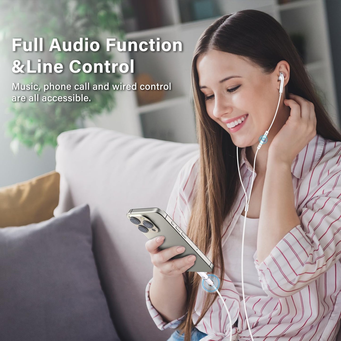 Mxcudu 16/16Pro/15/15Pro, 6/5, S24(Audio USB C to Lightning Audio Adapter, USB C Male to Female Lightning Headphone