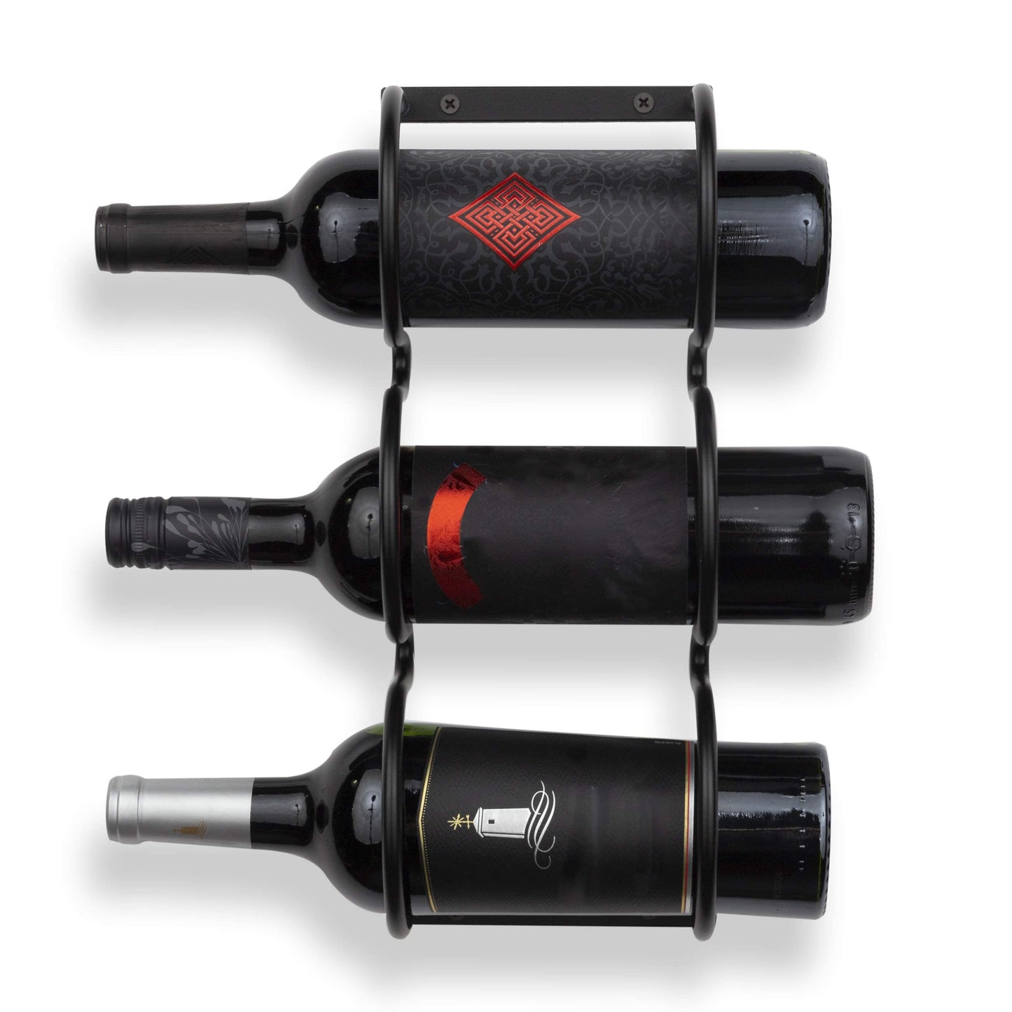 Wallniture Dijon Wine Rack Wall Mounted & Under Cabinet Wine Storage Bottle Racks Kitchen Organization and Storage, Steel Black