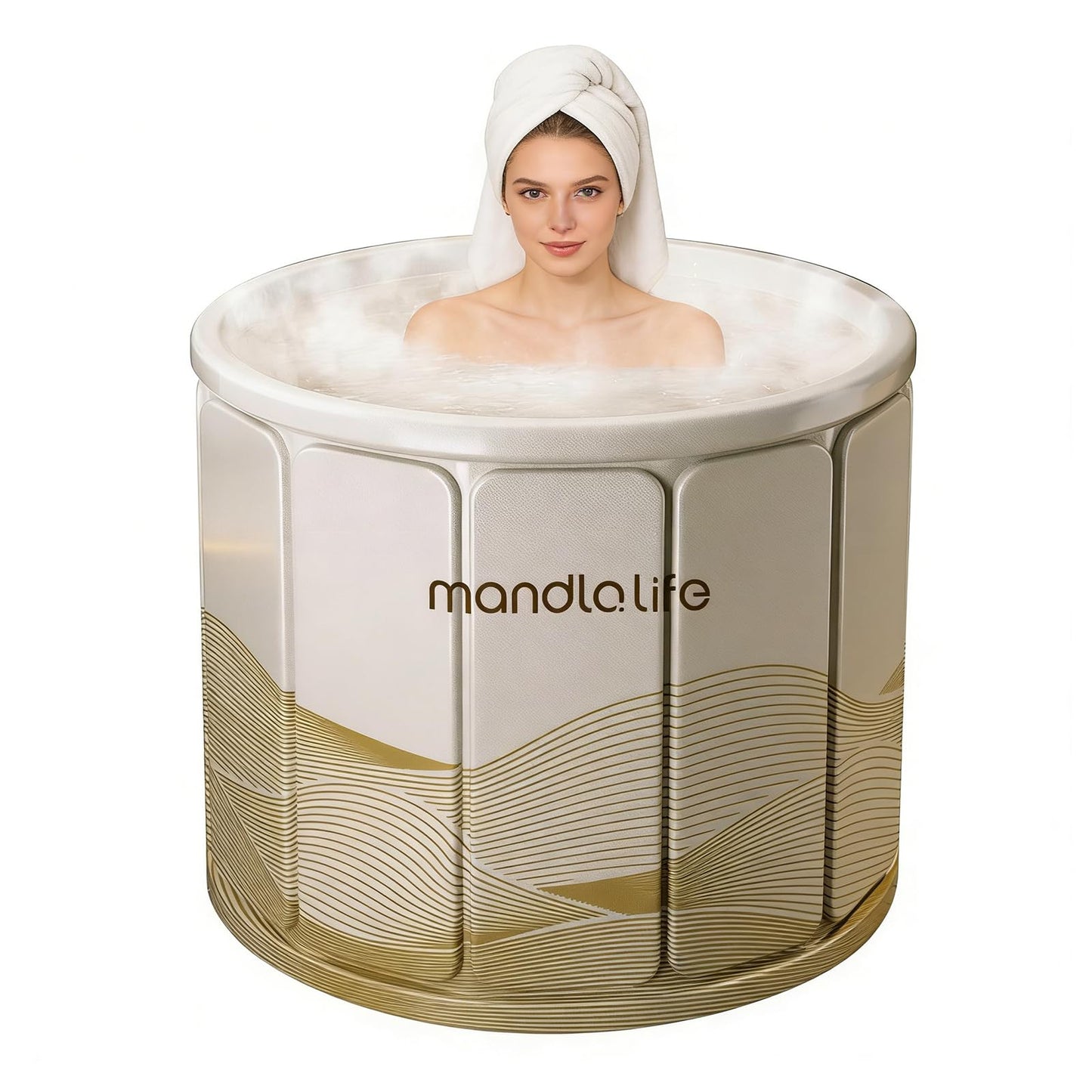 Portable Bathtub for Adults, Collapsible Freestanding Bathtub for Shower, Hot Ice Bath Tubs with Thickened Multi-layer Material to Keep Temperature, Indoor Outdoor Soaking Tub (XL 31.5" L x 25.6" H)