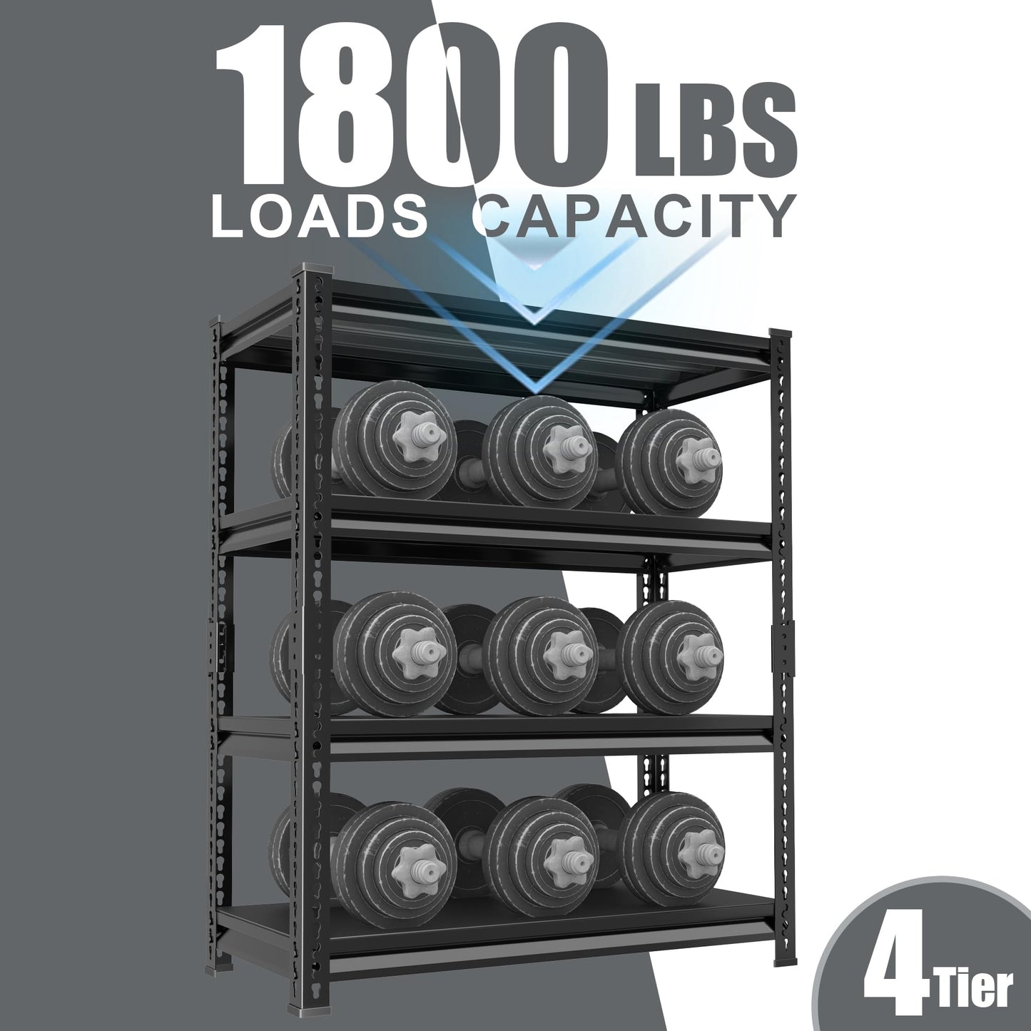 Rufokisa 40" W Garage Shelving Heavy Duty，1800LBS Loads Metal Shelving Units and Storage,4-Tier Garage Storage Shelves Heavy Duty, Industrial Utility Shelves,40”W x 16”D x 72”H(Black)