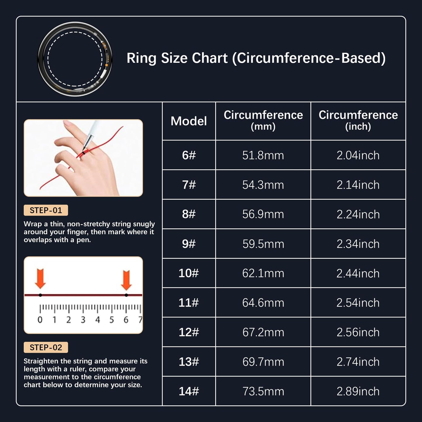 Smart Rings for Women Men, Fitness Ring with Heart Rate, Blood Oxygen, HRV, Stress, Sleep Tracker, Step Tracker, No Subscription Fee, lP68 Waterproof Smart Ring for iPhone & Android (Black 12#)