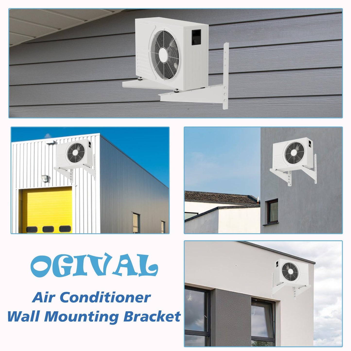 Ogival Outdoor Mini Split Wall Mounting Bracket for 9,000-18,000 BTU Air Conditioner, Heavy Duty AC Support Bracket for Outside, Holds Up to 330lbs