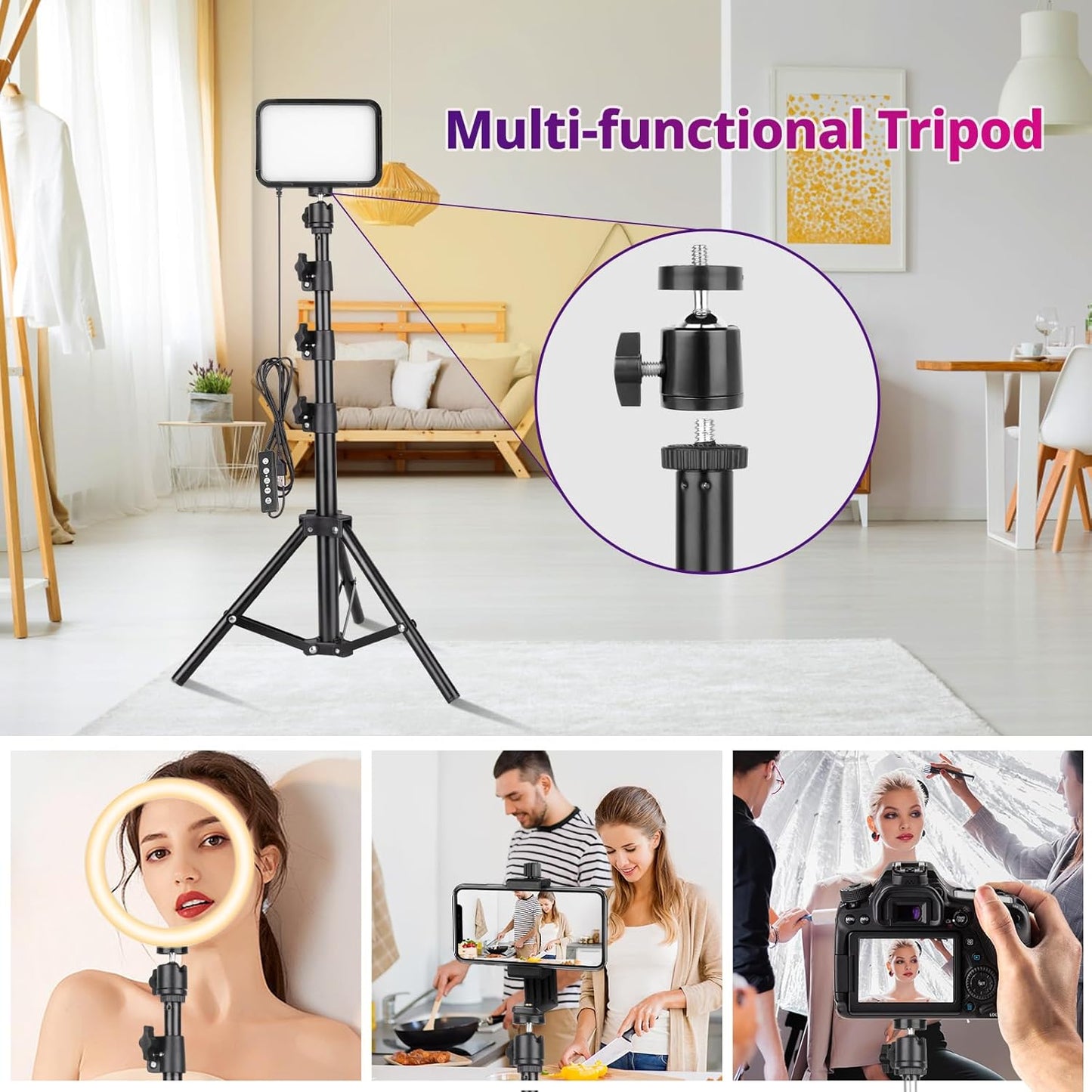 Torjim 16 RGB Photography Video Lighting, Studio Lights with Adjustable Tripod Stand - Color Lighting for Video