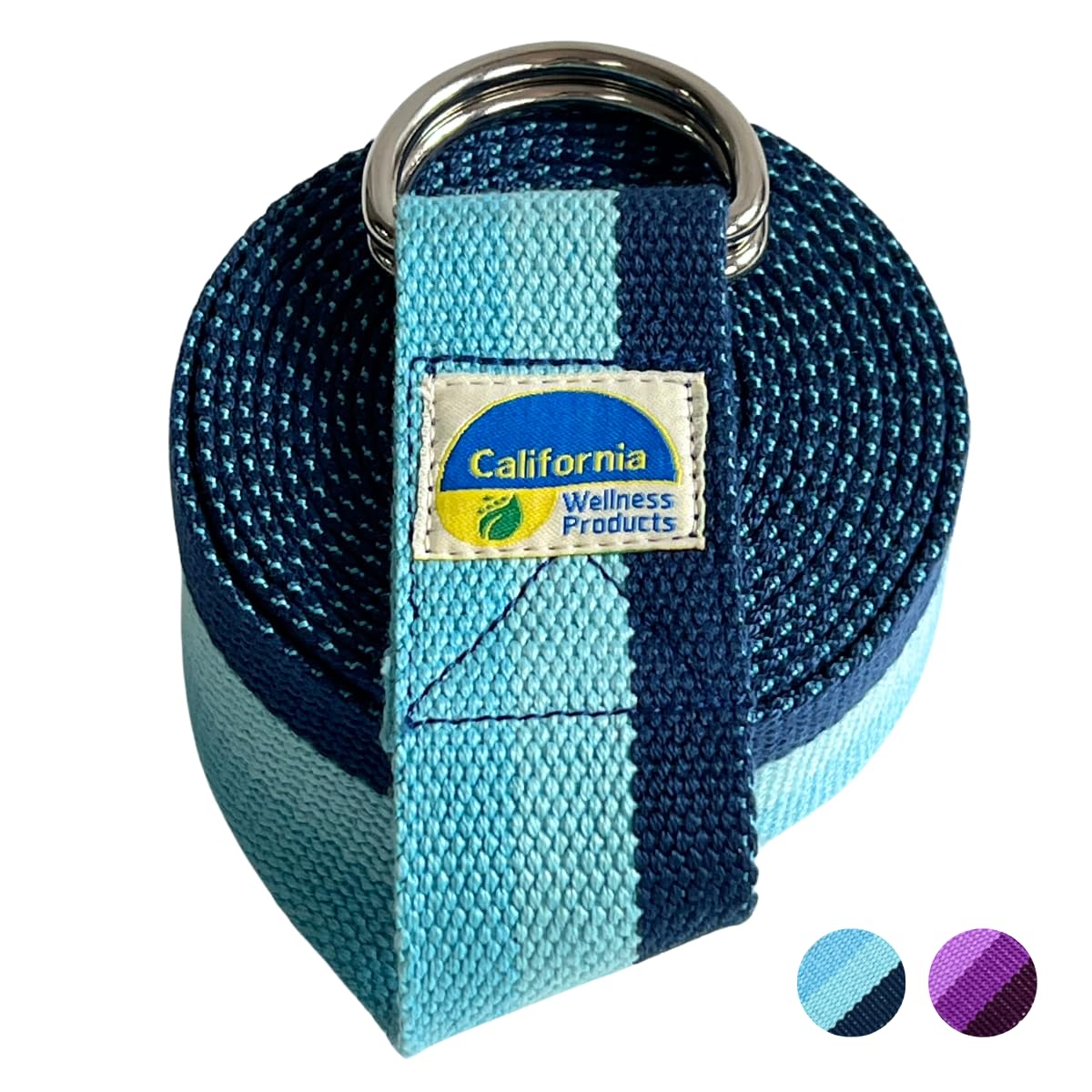 California Yoga Strap | Yoga Belt with Safe Adjustable D-Ring Buckle for Pilates | Stretching Strap | Exercise Bands | Physical Therapy | Improves Sitting Posture | Blue | Pack of 1-10ft