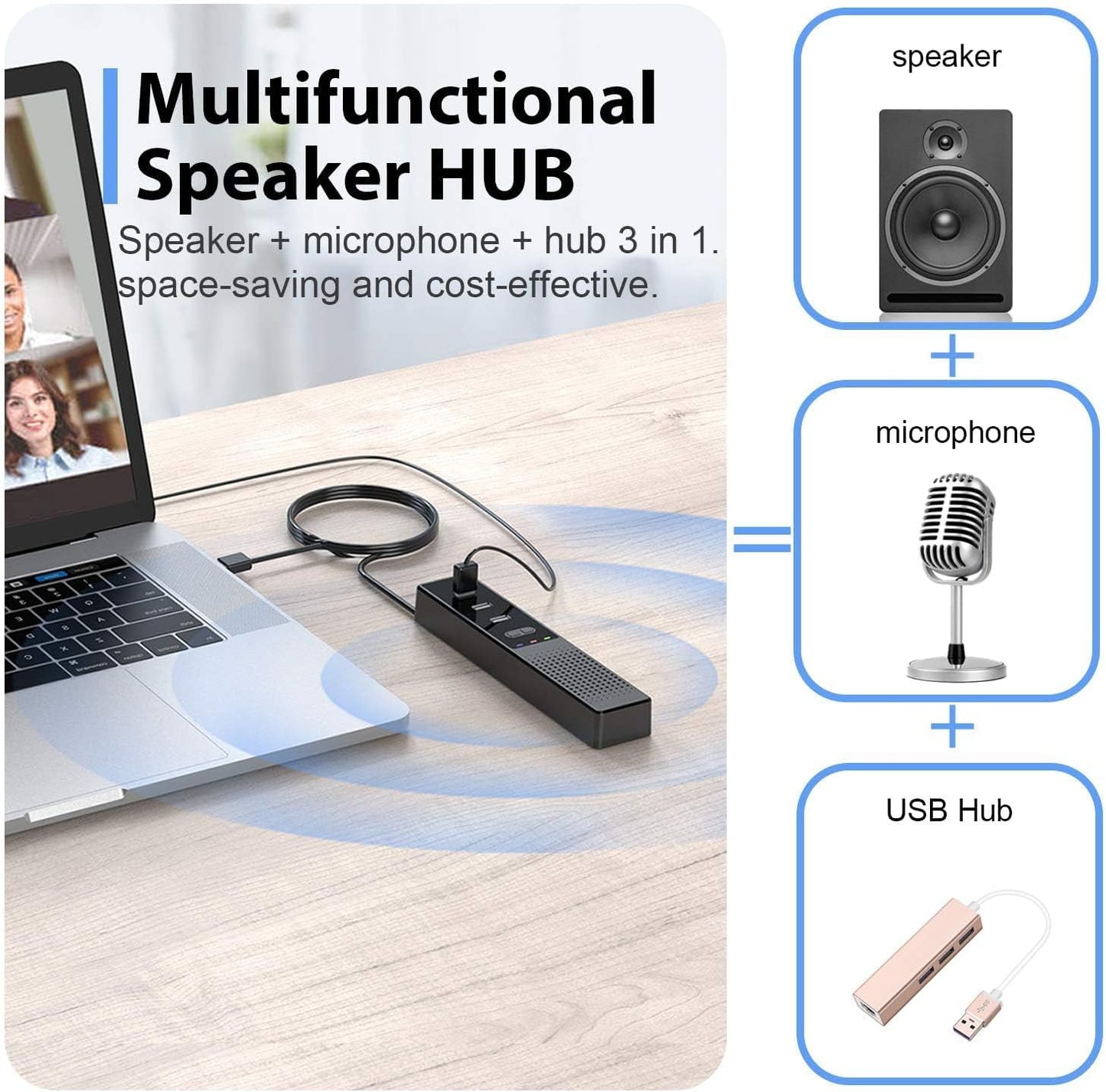 Cykvis 3 1 Study360 in USB Computer Speaker with Microphone, PC Laptop Desktop Conference Speaker with Mic for Smart