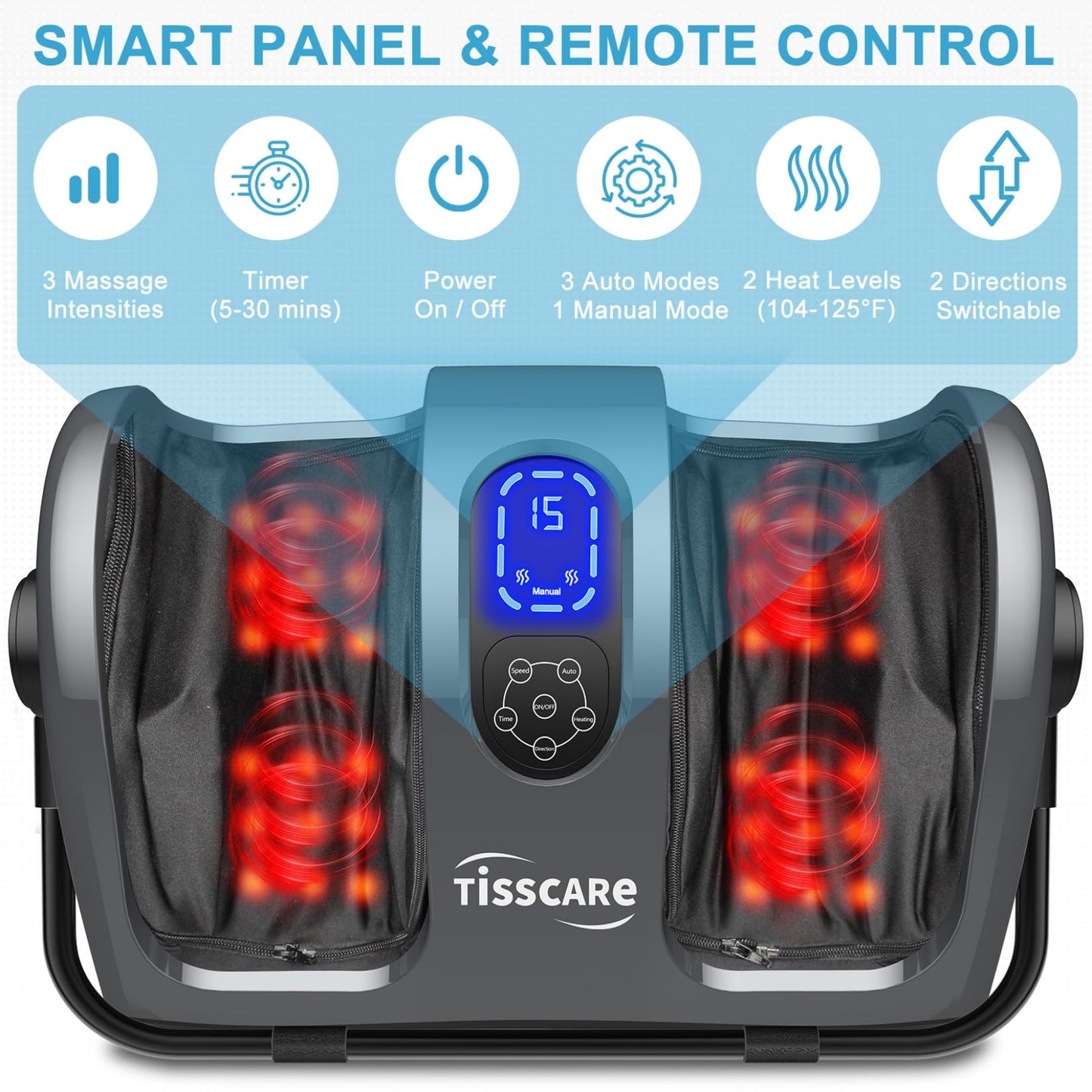 TISSCARE Shiatsu Foot Massager with Heat, FSA Eligible HSA Foot Massager for Plantar Fasciitis, Neuropathy, Circulation and Pain Relief, Massage Feet at Home/Office, Gift for Men and Women