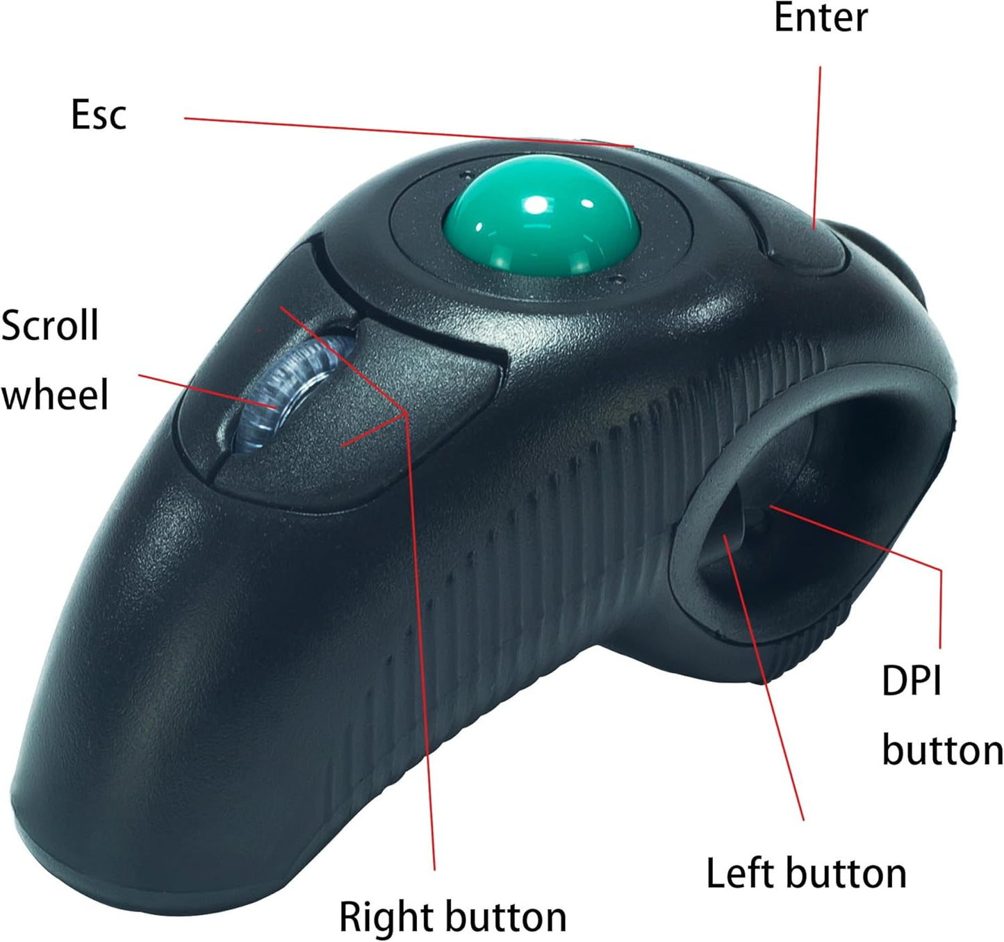 YUMQUA 2.4GHz Finger Handheld Mouse, Trackball Mouse Wireless, USB Wireless Fingertip with Roller Ball Hand Held Air