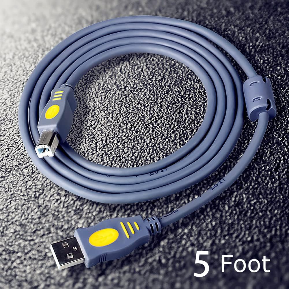 Vay Forwarg 2.0 2.0 5FT Printer Cable USB A to USB B Printer Dedicated Cable Male to Male Gray Suitable for Inkjet