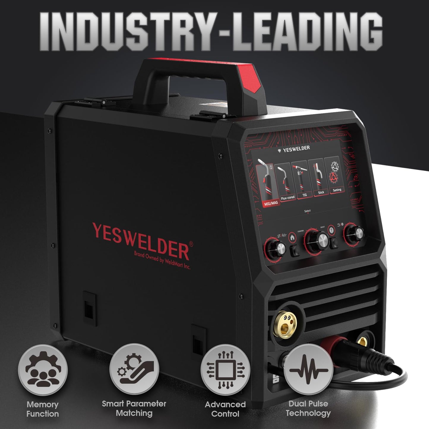 YESWELDER Multifunctional MIG Welder, Dual Pulsed 7-Inch LCD Screen 120V/240V, 6-In-1 MIG/Pulsed MIG/Flux Core/Spool Gun Compatible/Lift TIG/Stick Welding Machine DP200