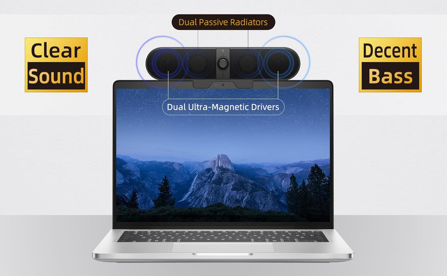 XKX 5Ft Computer Speakers for Desktop PC, Monitor Speakers with Easy Volume Knob, Sturdy Clamp, Clear Sound, Decent