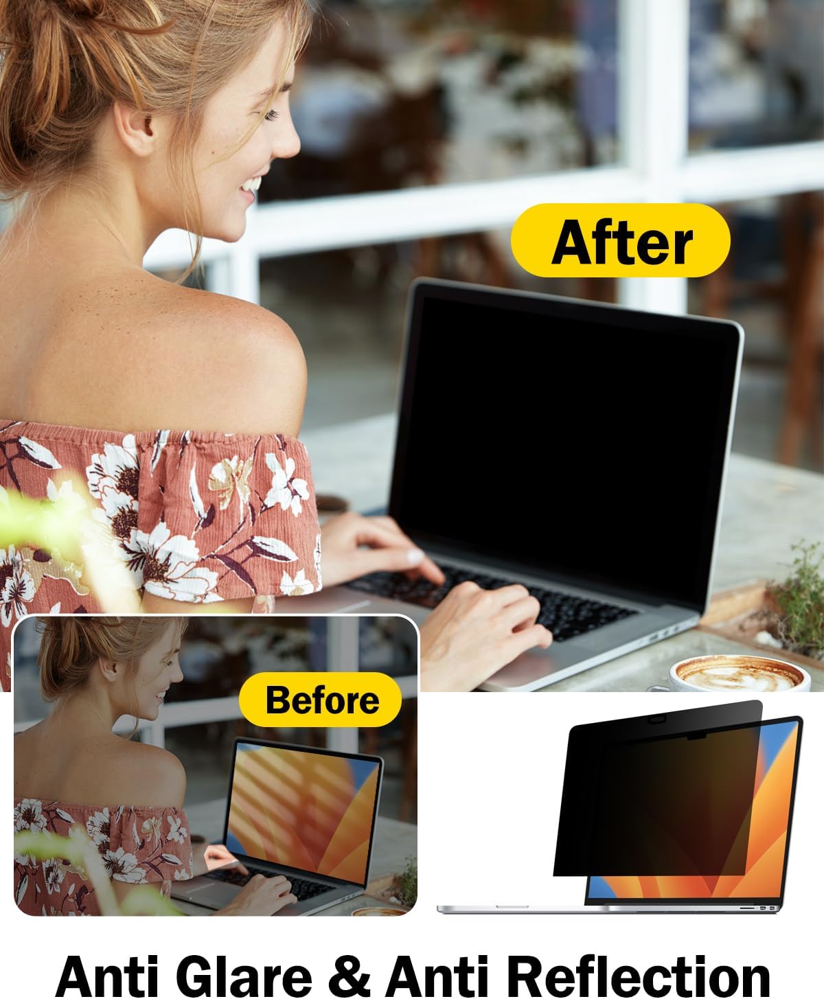 15.6 Inch 360 15.6" 16:9 F FORITO Laptop Privacy Screen Protector, Anti Peeping and Anti Glare Laptop Privacy Shield
