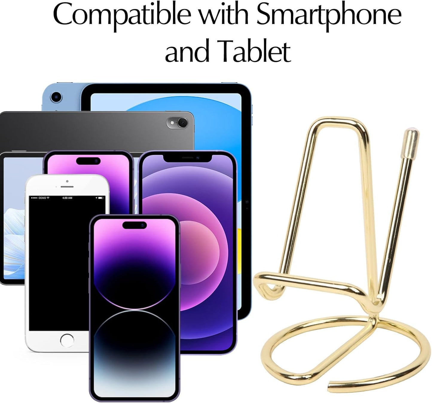 CREECHWA Gold Desk Accessories, Electroplated Metal Phone Holder and Bussiness Card Stand, Cute Office Supplies