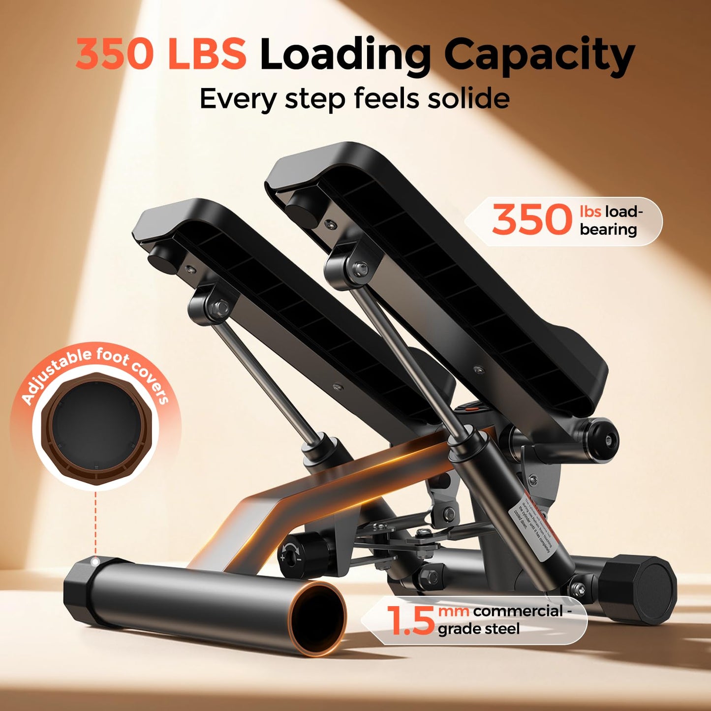 SPORTSROYALS Twist Stepper/Mini Stepper,Steppers for Exercise at Home,Stair Stepper with Resistance Bands for Full Body Workout, 660lbs Weight Capacity