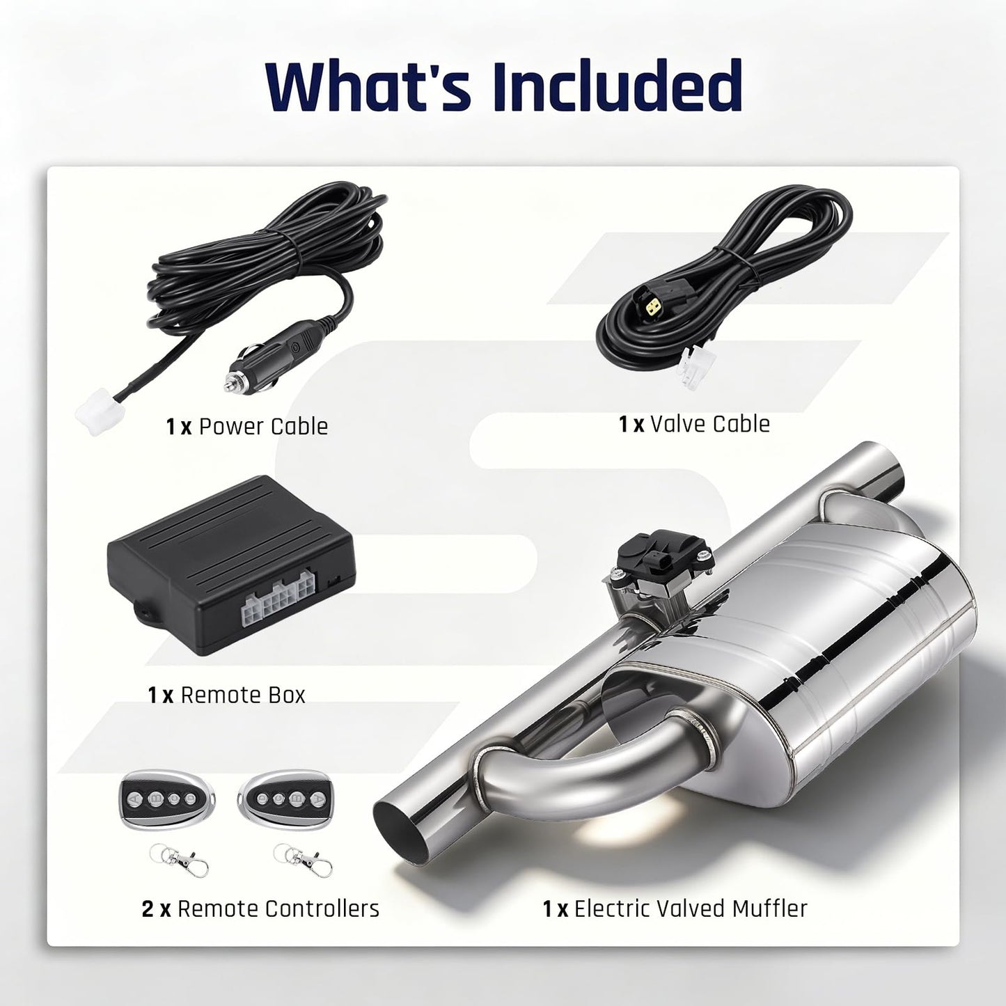 SPELAB Exhaust Cutout 2.5 Inch Universal Kit with Muffler Exhaust Valve with Muffler Cat Back Exhaust System Kit, Stainless Steel, Loudest Sound