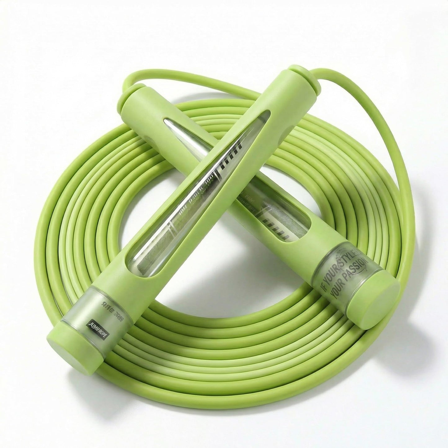 YUEDONG Adjustable Speed Jump Rope with Dual Ball Bearings - Tangle-Free Two-Section Skipping Rope, Ergonomic Thumb Groove Anti-Slip Handles with Transparent View Window for Men Women Kids Fitness Cardio Workout Beginners(Green,2.8m)