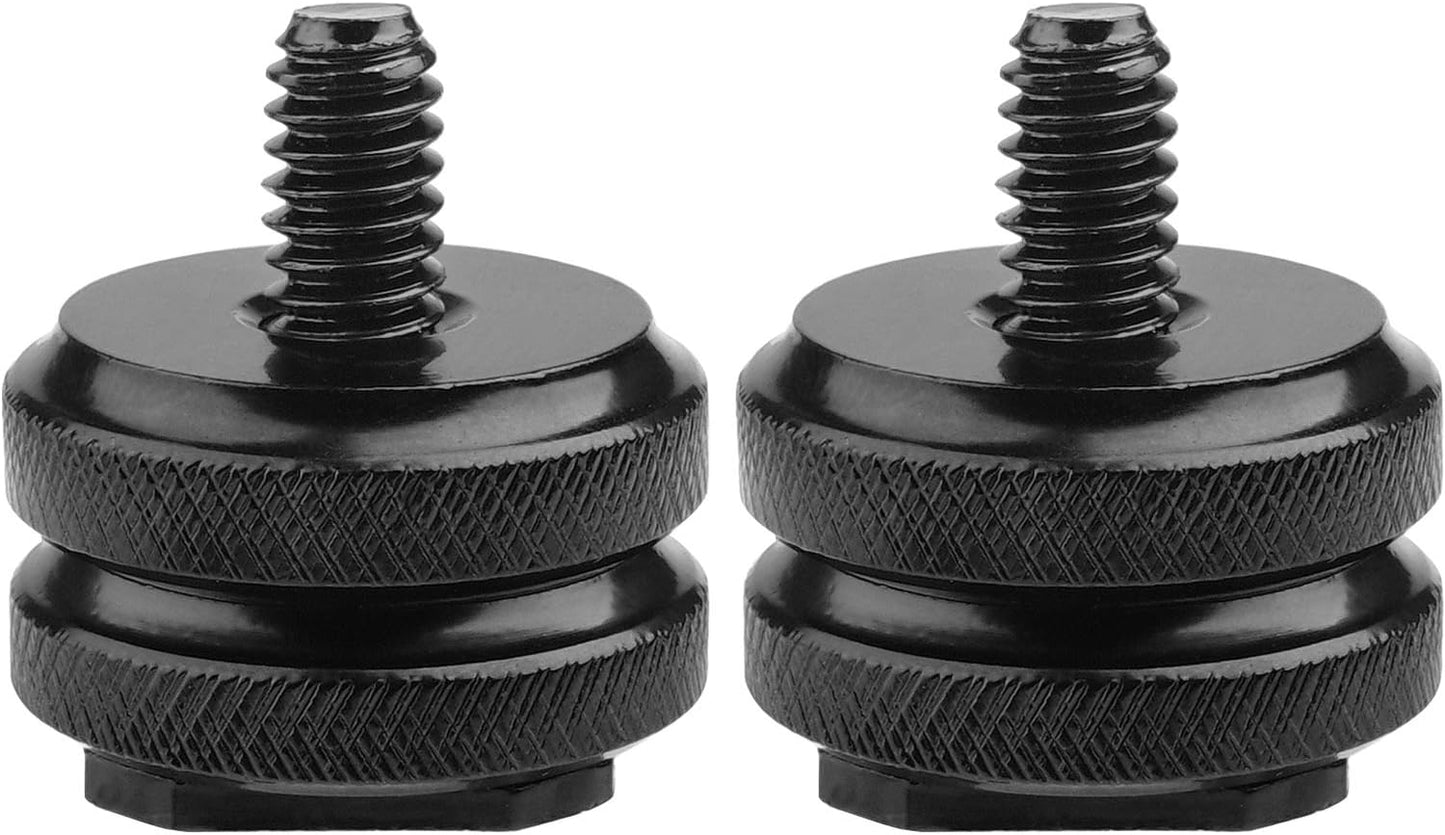 1/4"-20 (Pack 2) Camera Hot Shoe Mount to Tripod Screw Adapter Flash Shoe Mount for DSLR Camera Rig