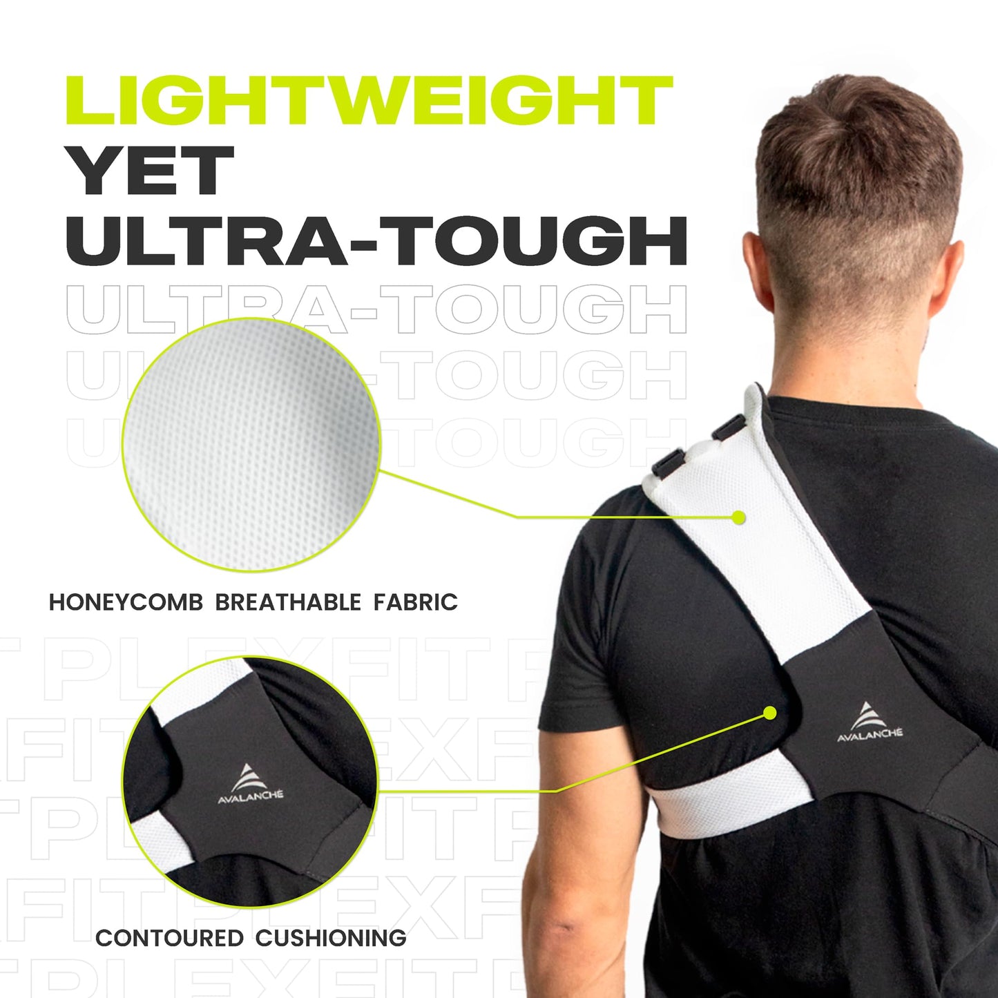 PLEXFIT Athletic Arm Sling Class A Medical Device - Shoulder Sling Immobilizer for Injury Support - For Elbow & Wrist Too - Men & Women (Large Left, White & Black)