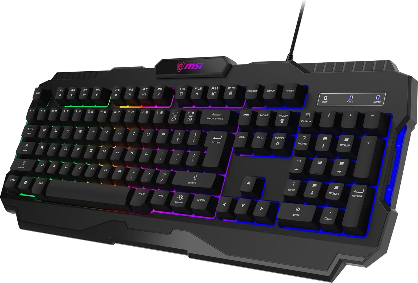 msi GK100 Forge US - Membrane Keyboard, RGB, Ergonomic, Anti-GHOSTING, Angle-Adjustable (Black)