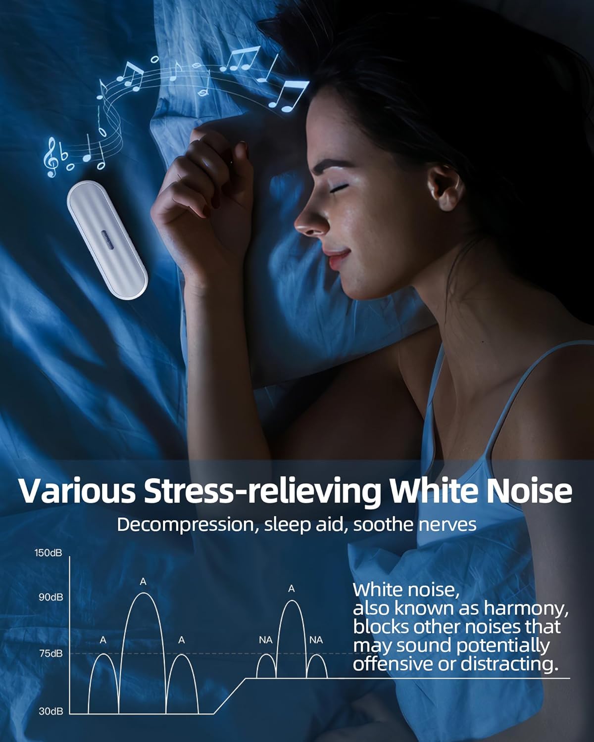 KYOTTANI Private Bluetooth Speaker Under Pillow: Portable Bone Conduction Technology Sleep Aid with White Noise