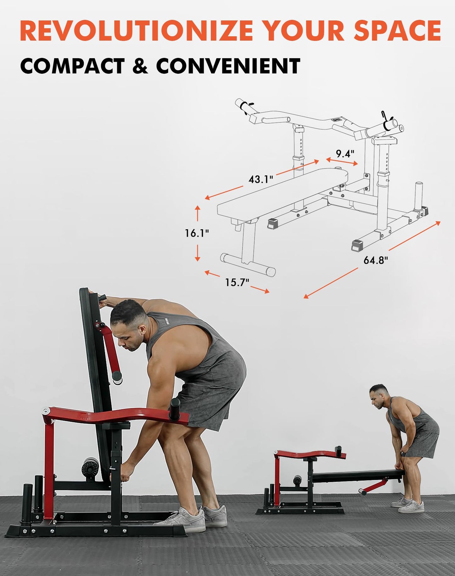 GMWD Chest Press Machine, 1200LBS Bench Press Machine with Independent Converging Arms, Adjustable Flat Incline Bench for Chest, AB Workouts, Shoulder Home Gym Equipment, Red, V1