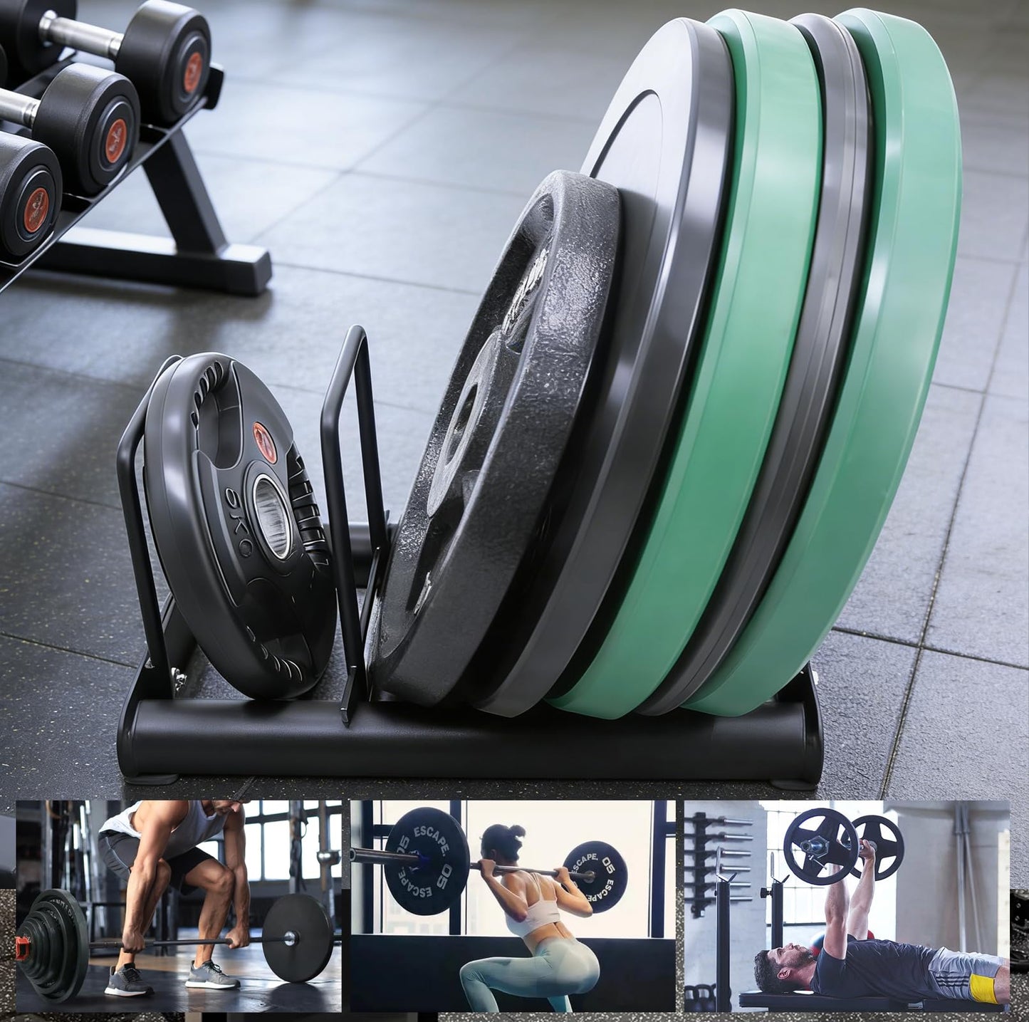 AHTAPFON Weight Plate Rack for Use Singly or Combine Multiple Units,Weights Rack Holder for Plates Up to 600 lbs,Bumper Plate Storage Rack for Easy to Replace Olympic Weight Plates in Home Gym
