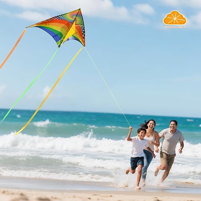 ORGCLDKT-Rainbow Cruiser Delta Kite, Kites for Kids Ages 8-12,4-8,Boys,Girls,Kites for Adults,Beach,Beginners,Giant.1Pc or 3Pcs Pack. Easy to Fly.