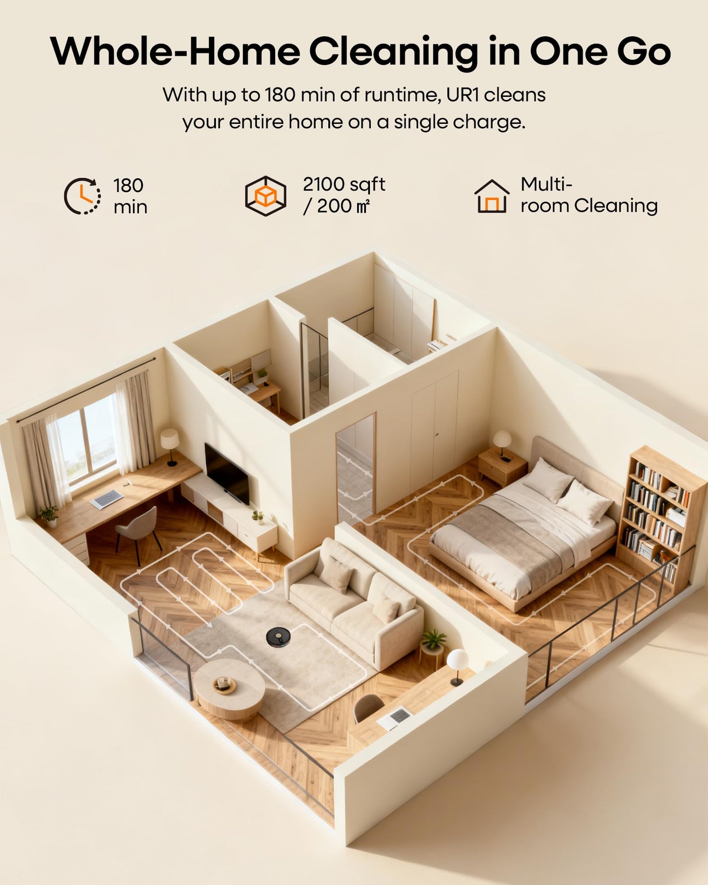 uninell Robot Vacuum and Mop Combo,5000Pa Robotic Vacuum Cleaner,180mins Runtime Vacuum Robot with App/Remote/Alexa Control, Ideal for Hard Floor/Carpet/Pet Hair, Self-Charge,Schedule Clean(UR1)