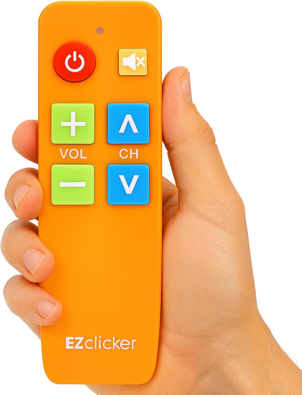 EZClicker (2xAAA TV Remote for Seniors, Extra Simple Big Button Remote (Orange) Works with Major TV Brands, NOT