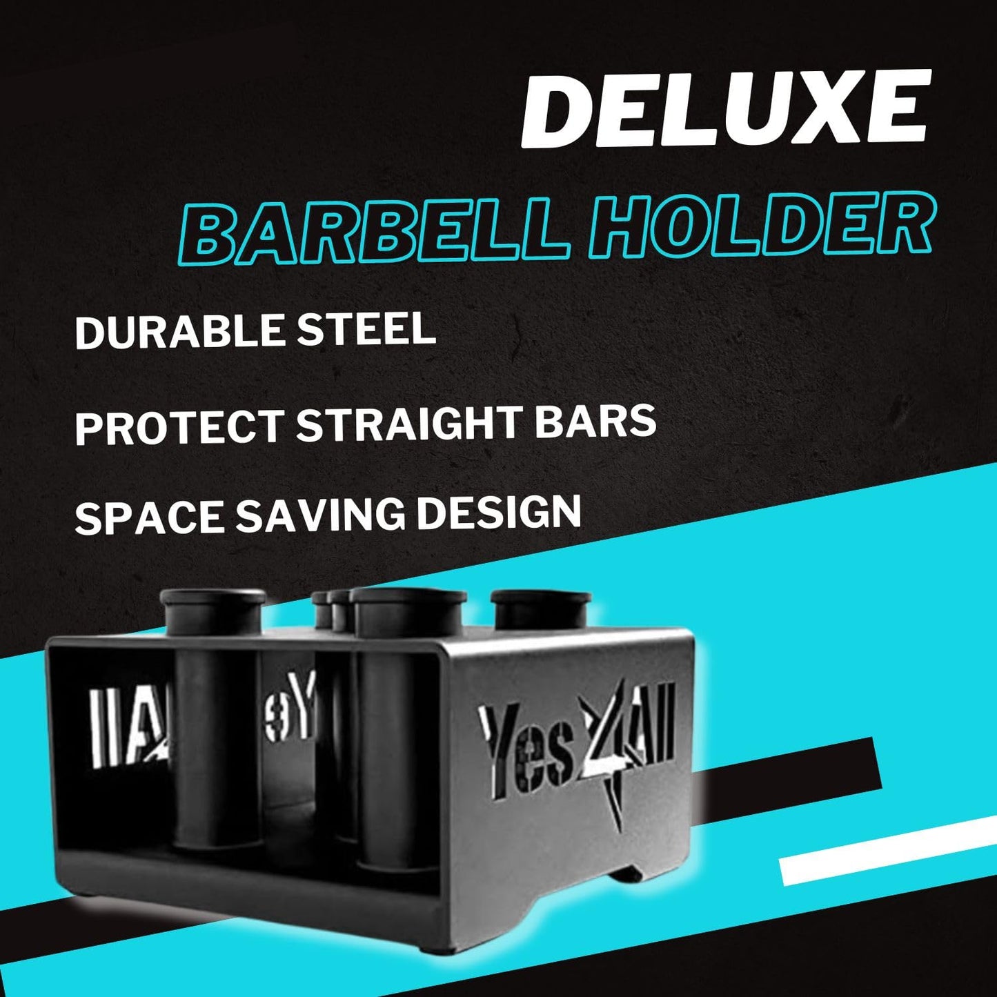 Yes4All Barbell Holder 5 Bars Vertical Storage Display Rack for Olympic Bar,C. Black