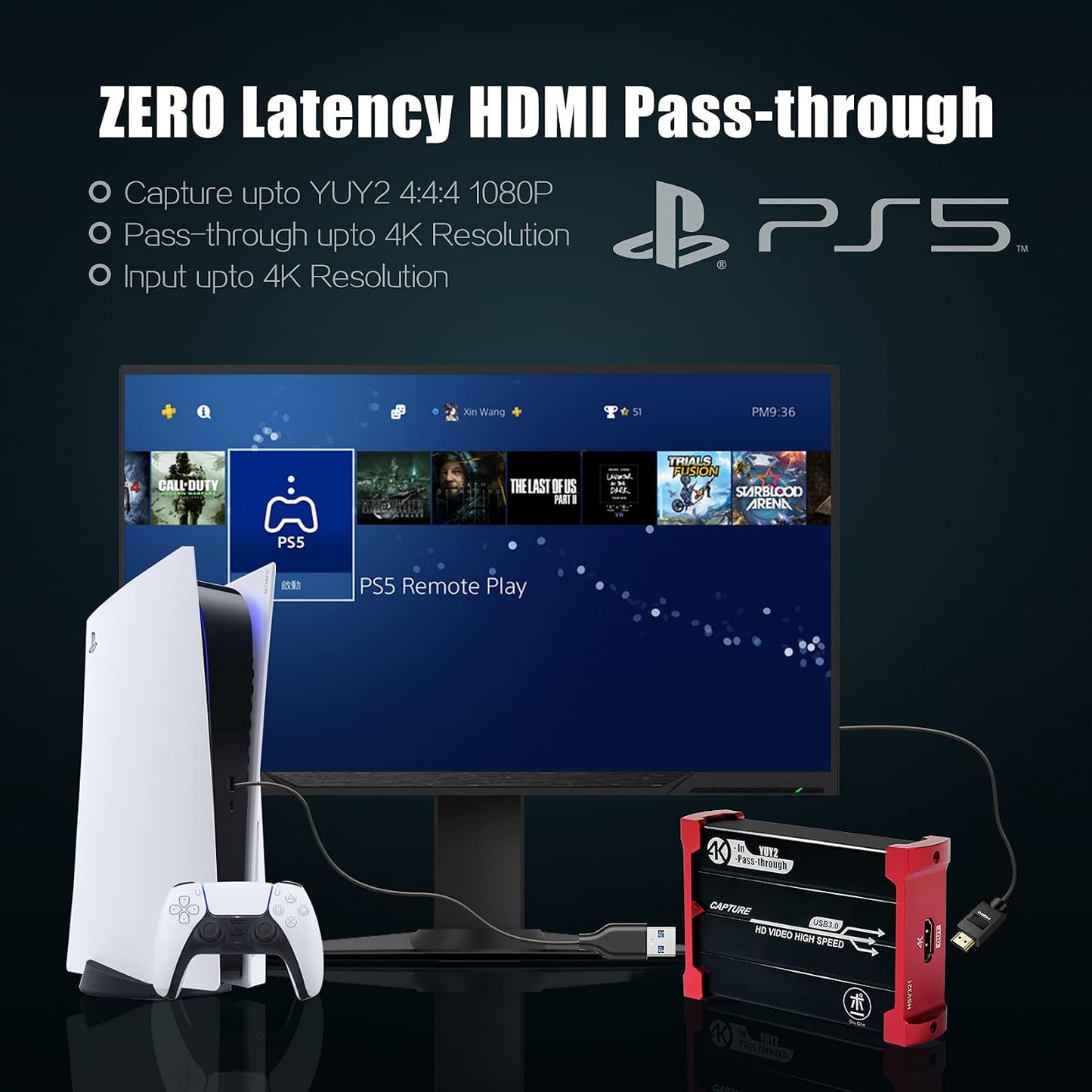 Mirabox Switch,USB3.0 1080P 60FPS 4K@30Hz PS4 PS5 Capture Card for Nintendo Video Audio Capture Card,Support Input