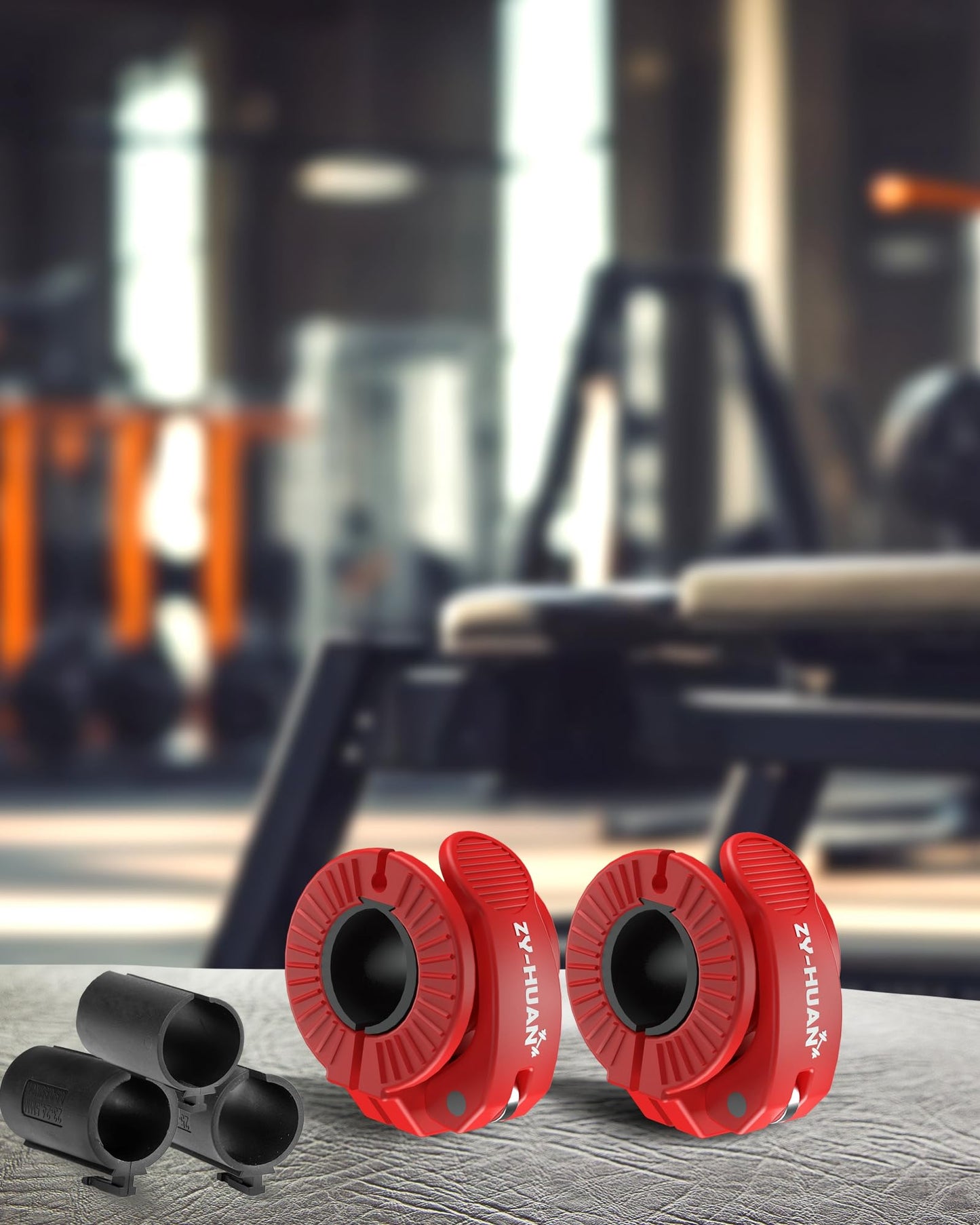 ZY-HUAN Pro Barbell Clips 1 inch Barbell Clamps 0.9-1.18inch Quick Release Weight Clips for Bars Multi-Size Adjustable Olympic Barbell Clamps (Red)