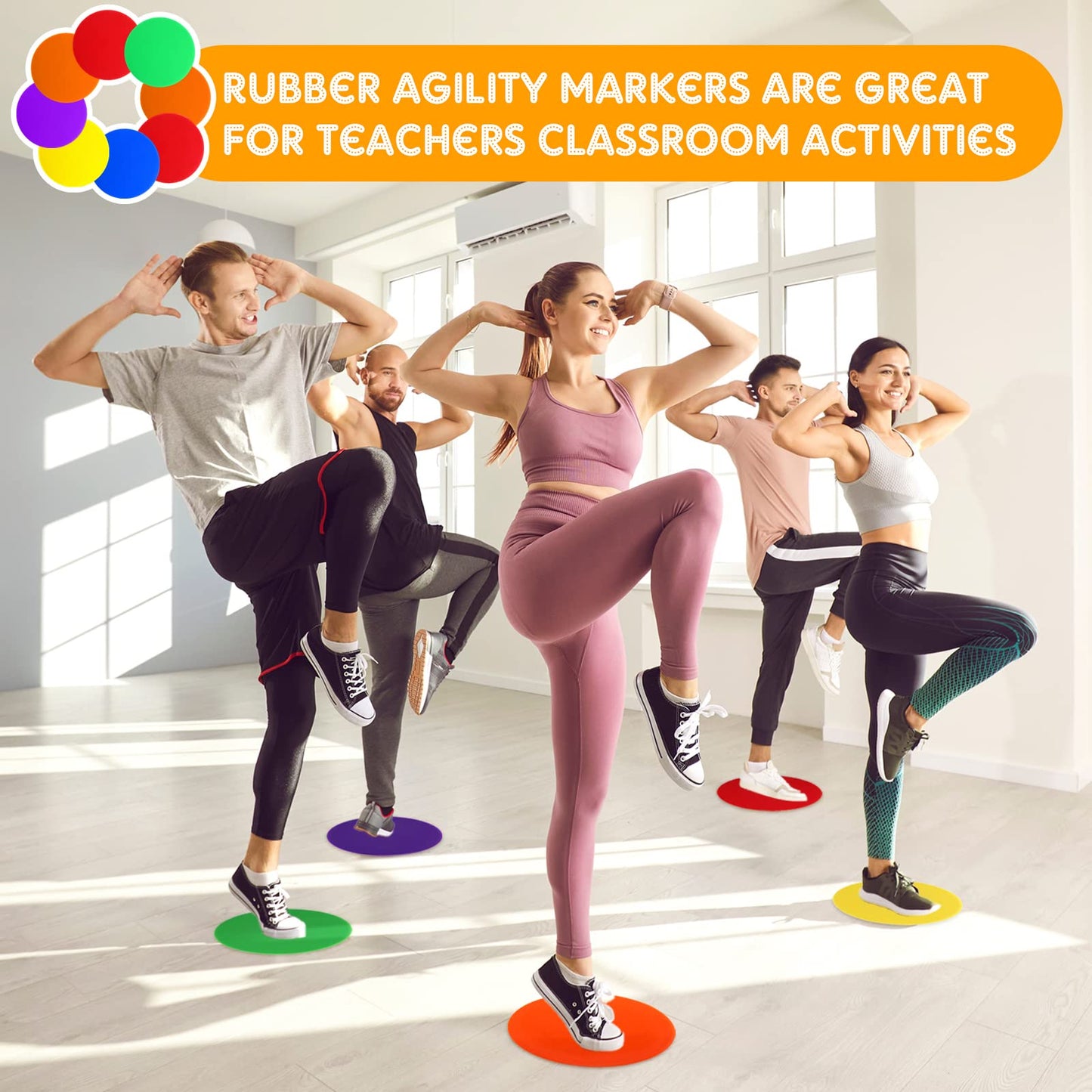 Haull Spot Markers Floor Spots with Bag Non Slip Vinyl Poly Dots for Gym Floor Basketball Football Soccer Sports Speed Agility Training Gym Dance(60 Pcs,4.72 Inch)