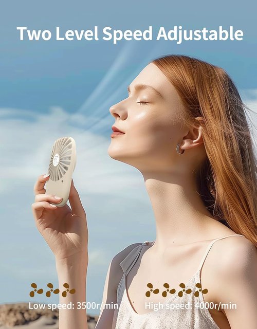Aluan Handheld Mini Fan - Powerful Portable USB Rechargeable Eyelash Fan for Home & Travel | Beige