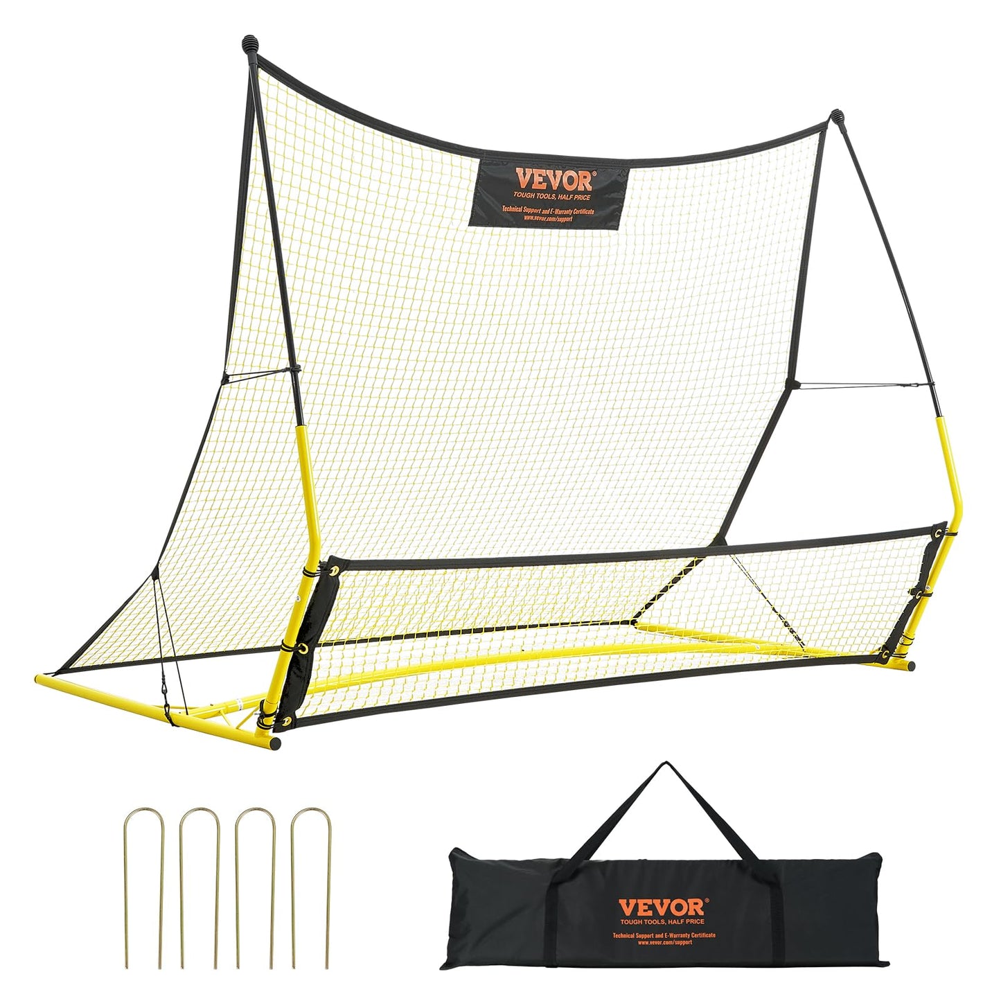 VEVOR Soccer Trainer, 2-in-1 Portable Soccer Rebounder Net, 71"x40" Iron Soccer Practice Equipment, Sports Football Rebounder Wall with Portable Bag, Perfect for Team Solo Training, Passing, Volley