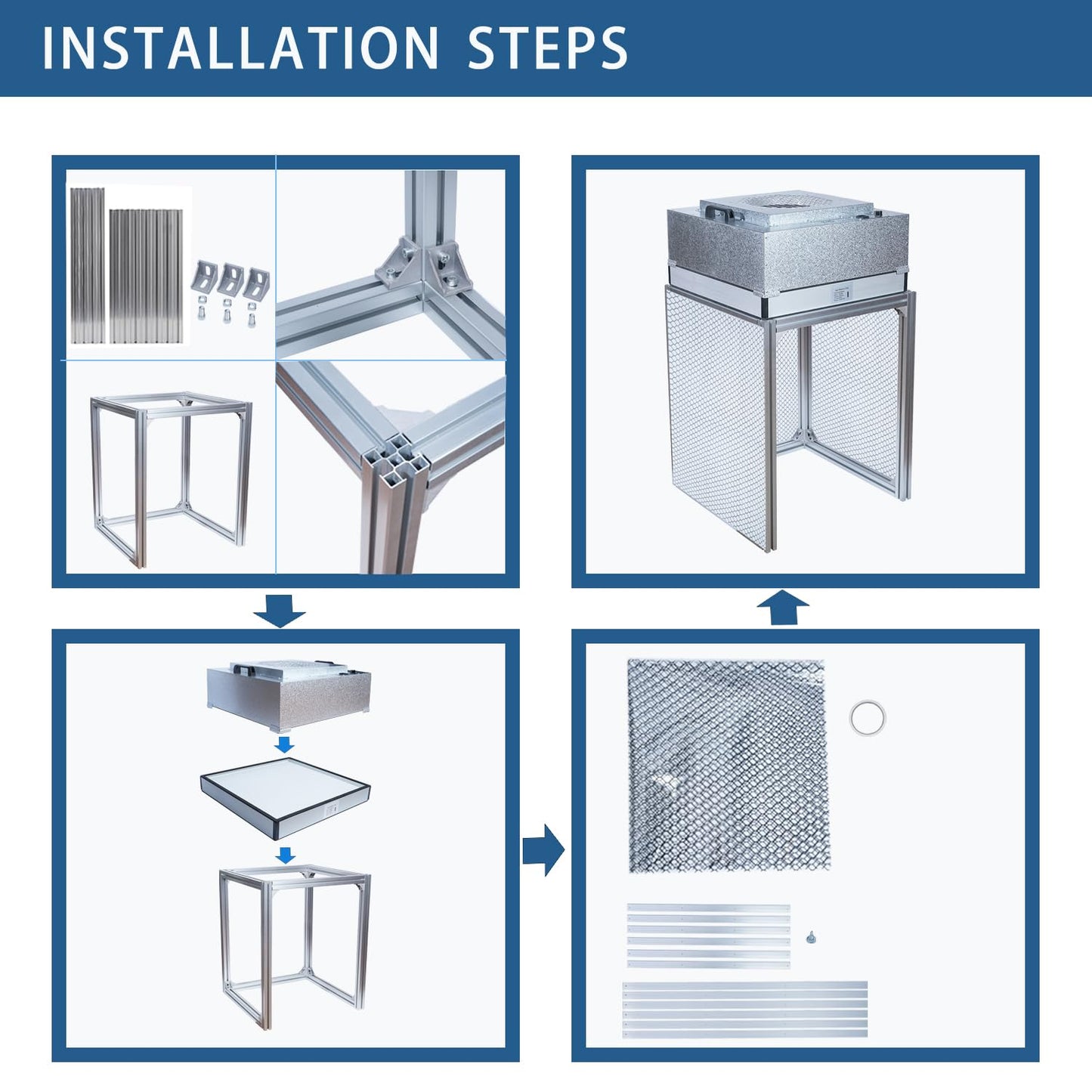 FFU HEPA H14-Filter Laminar Flow Hood Updated FanFilter Unit（Include HEPA Filter）100/ISO Class 5 Cleanroom/Laboratory/Cleanroom/Mushroom Room, Laminar Air Flow Hood(22.6"x22.6"110V)
