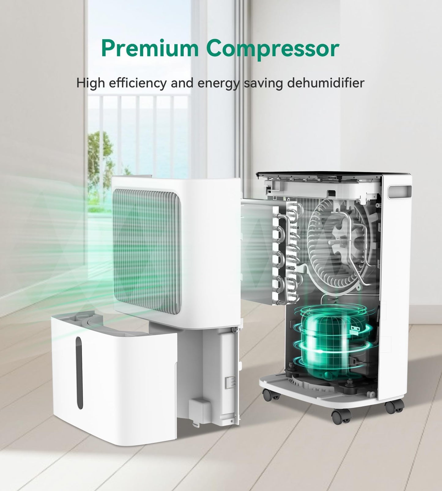 VEAGASO 2500 Sq.Ft Dehumidifier for Basement with Drain Hose, 34-Pint Dehumidifiers for Home, Large Room, Bathroom, Bedroom - 3 Modes, Intelligent Humidity Control, Dry Clothes, 24H Timer