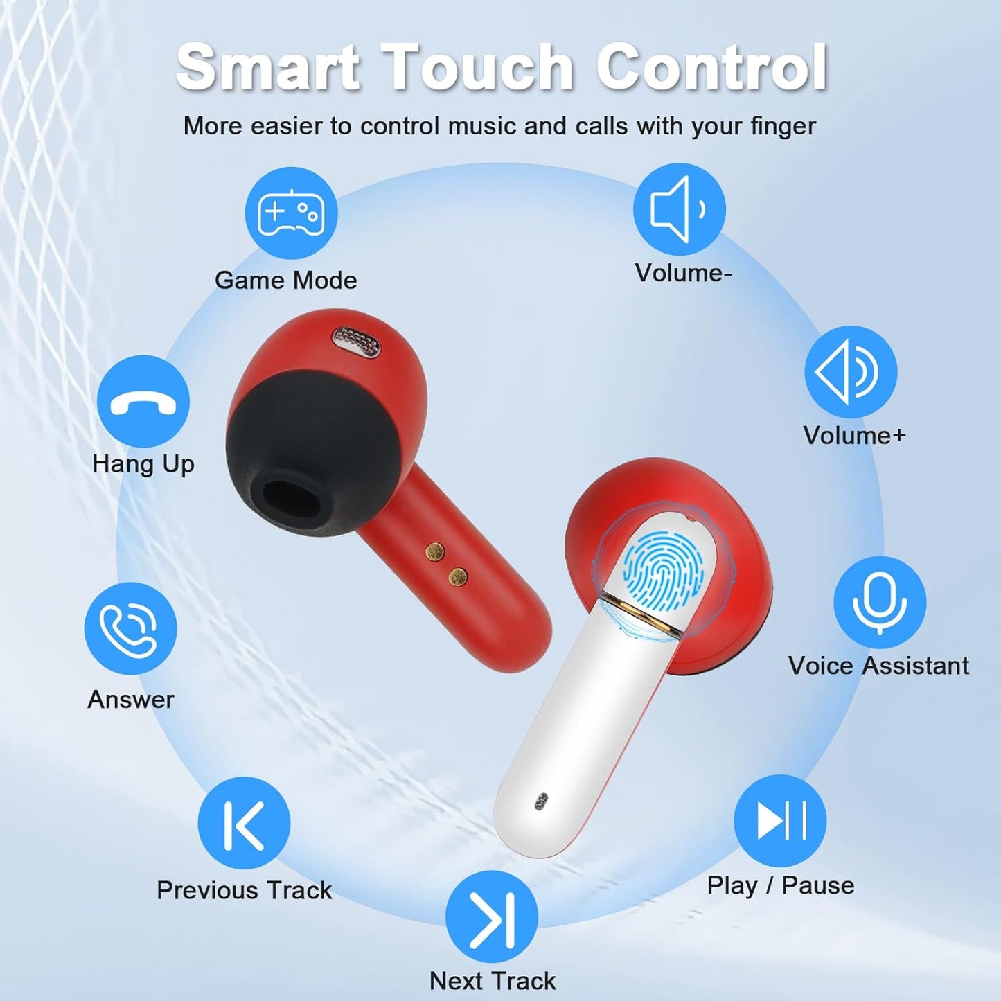 Wireless Earbuds for Kids,Comfortable Wireless Earphones Fit Ergonomic Design Ball Shape Ear Buds with Mic for Android