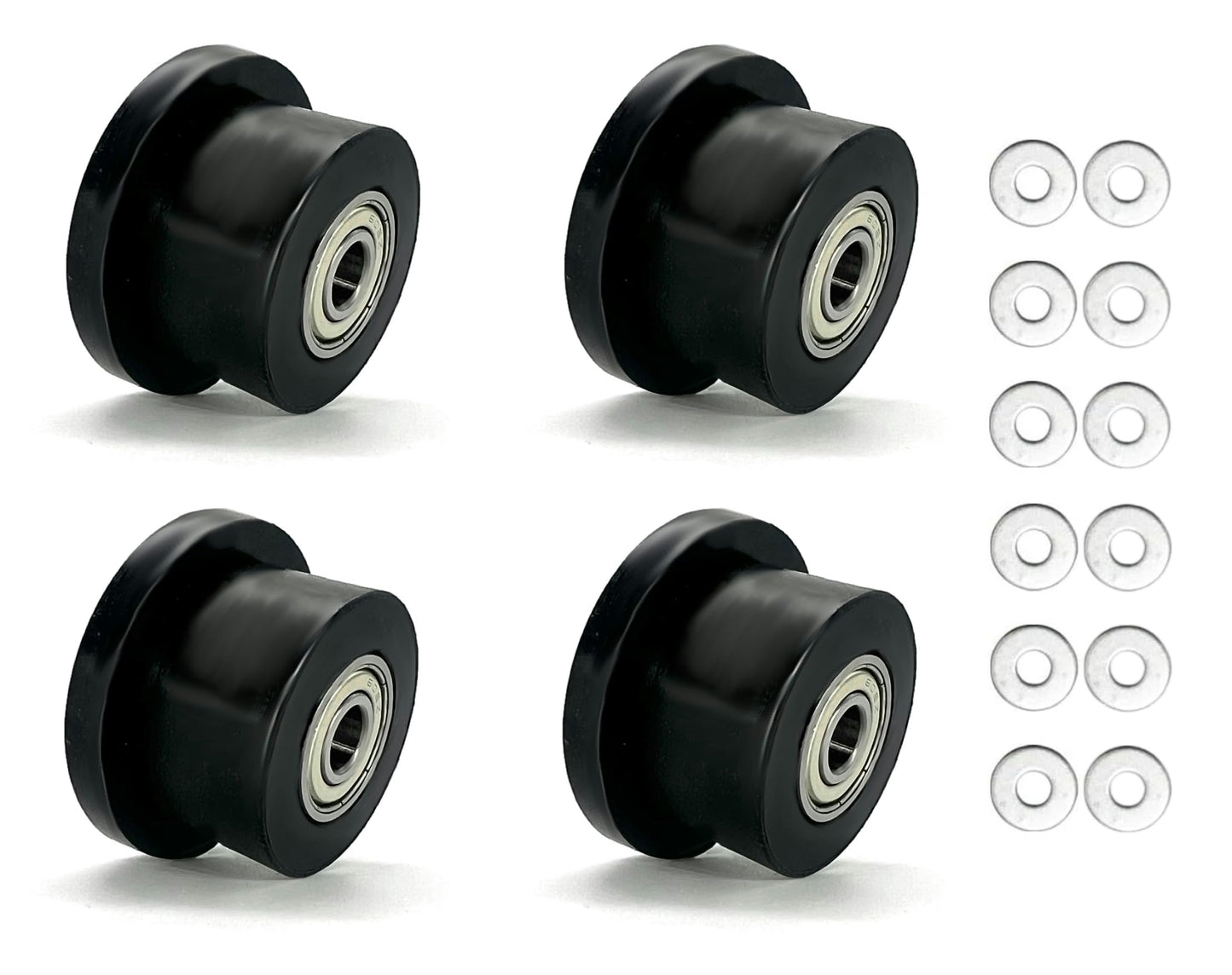 HCLLPS 4-Pack Universal Gym Machine Roller Wheels - Heavy-Duty Black Plastic Rollers for Multi-Model Home Fitness Equipment, Direct Replacement for Worn Exercise Machine Components