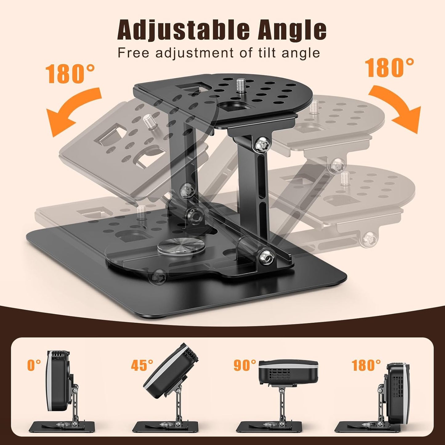 360 1/4" 22 Lbs Foldable Projector Stand, Rotatable Projector Mount Stand with Screw, Load Capacity and Carbon Steel
