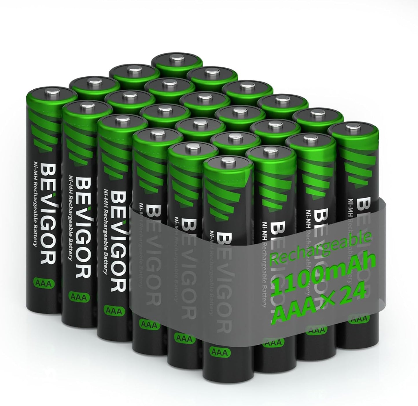 BEVIGOR 1100 1.2V 24 Count Rechargeable AAA Batteries, mAh High Capacity, LSD Low Self Discharge Technology, NiMH AAA