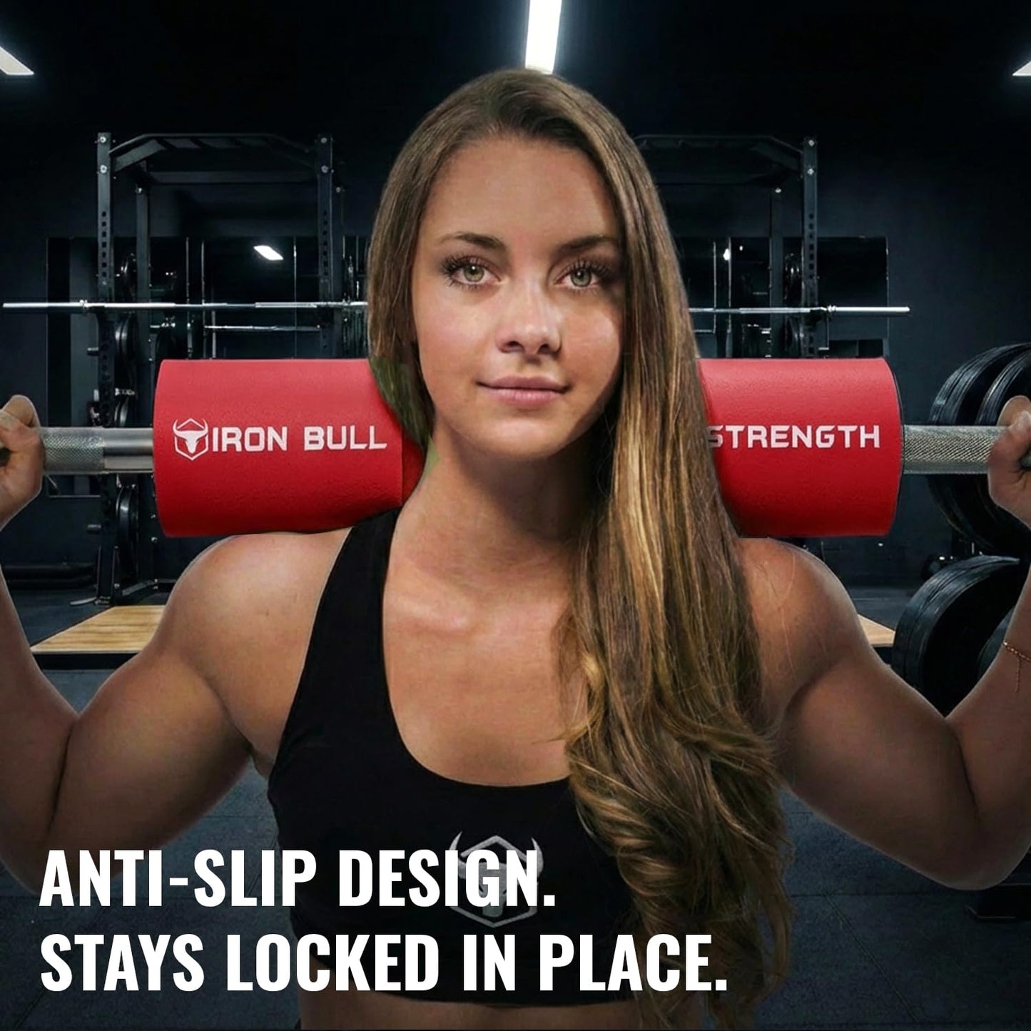 Advanced Squat Pad - Barbell Pad for Squats, Lunges & Hip Thrusts - Neck & Shoulder Protective Pad Support (Red)