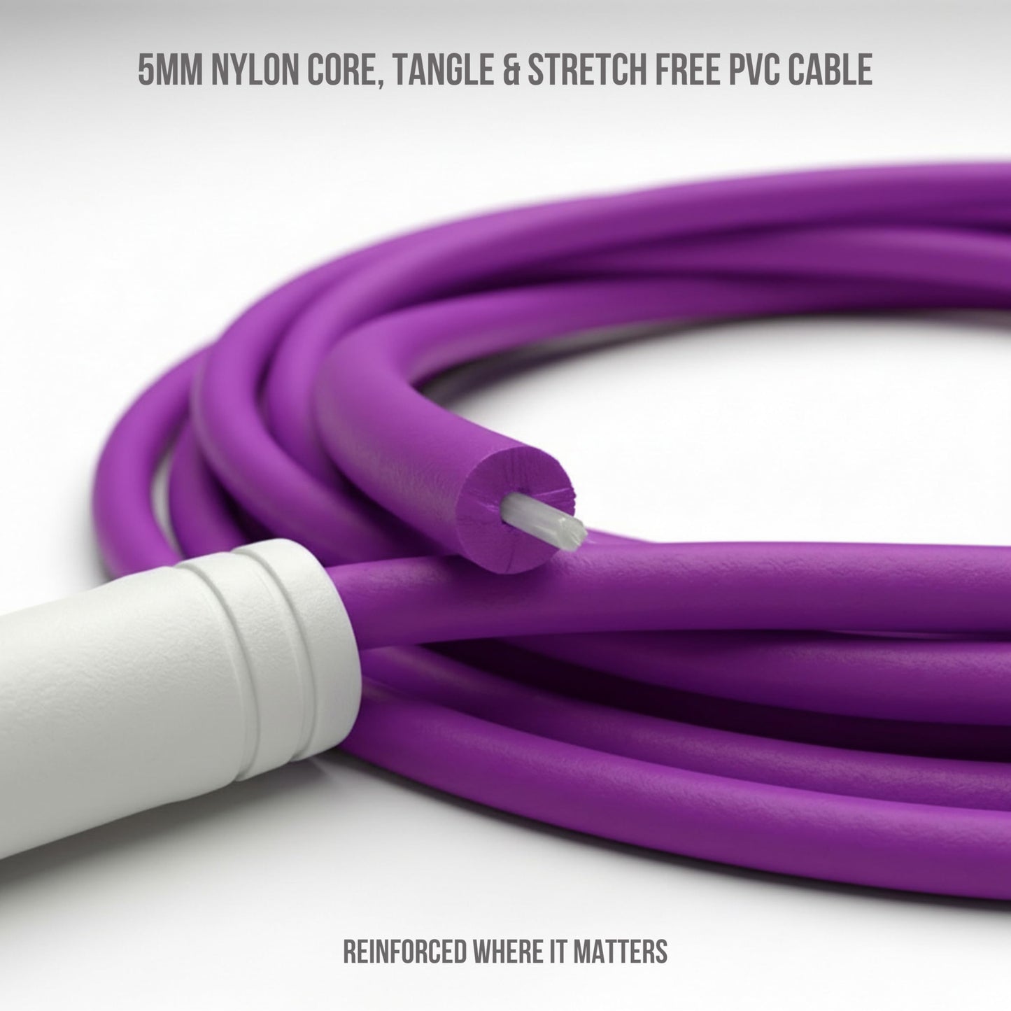 Elevate Rope Professional Speed Rope - 3m Adjustable Skipping rope, 5mm PVC with Nylon Core for Cardio, Double Unders & Crossfit - Durable Jump Rope Used for Indoor/Outdoor Training. (Purple)