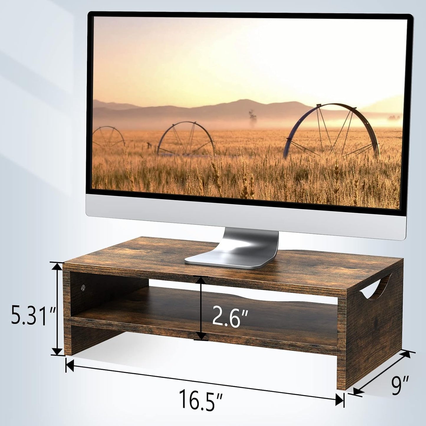 2 Zimilar Monitor Stand Riser, Tiers Laptop Computer Monitor Riser for PC Screen, iMac, Desktop Wooden Screen Monitor