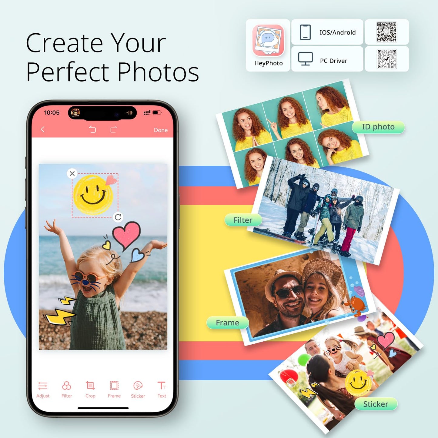 YOTON Photo Printer with 108 Sheets (6"x4") & 2 Ink Ribbon, Support AR Video Printing, WiFi Connection, Portable Photo Printer for iPhone/Android/Laptop