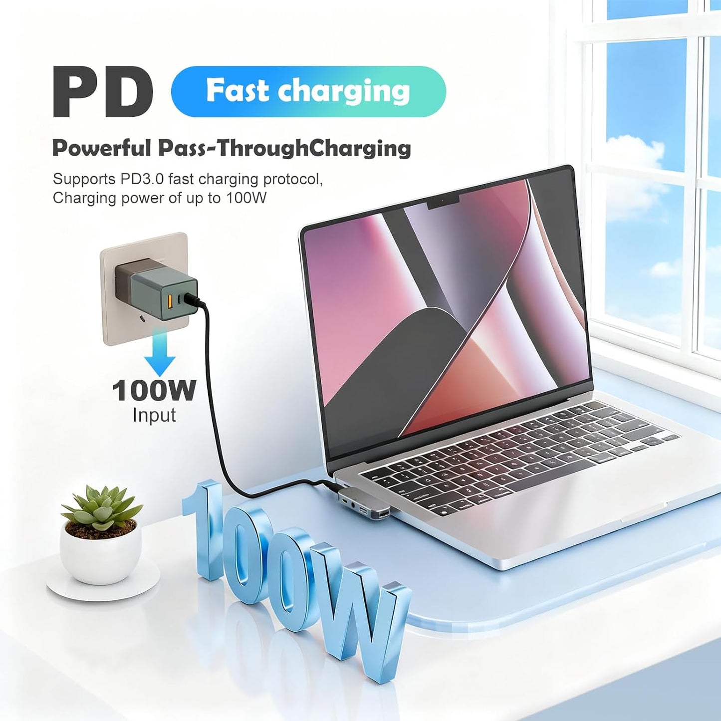 TPYoimay 5-in-1 PD3.0 3.55 USB3.1 10Gbps, USB TYPE-C docking station supports charging, Type-C interface headphone