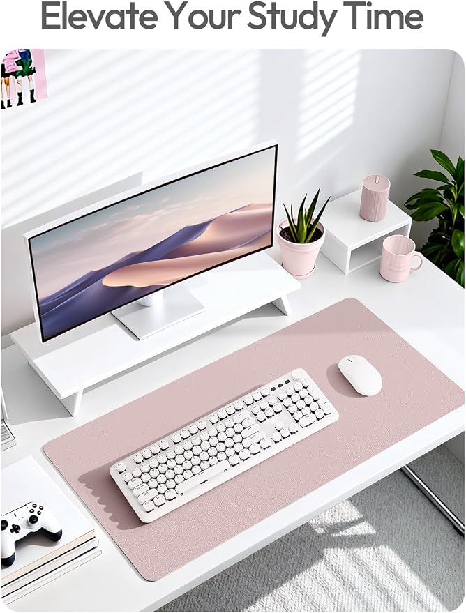 YSAGi Leather Desk Pad Protector, Office Desk Mat, Large Mouse Pad, Non-Slip PU Leather Desk Blotter, Laptop Desk Pad, Waterproof Desk Writing Pad for Office and Home(Grayish Lavender, 47.2" x 23.6")