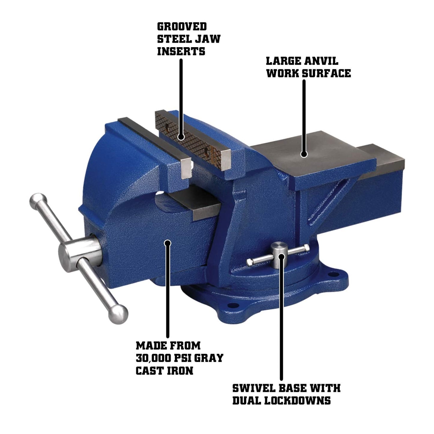 Wilton General Purpose Bench Vise, 5" Jaw Width, 4" Max Jaw Opening, 2-1/2" Throat (11105)