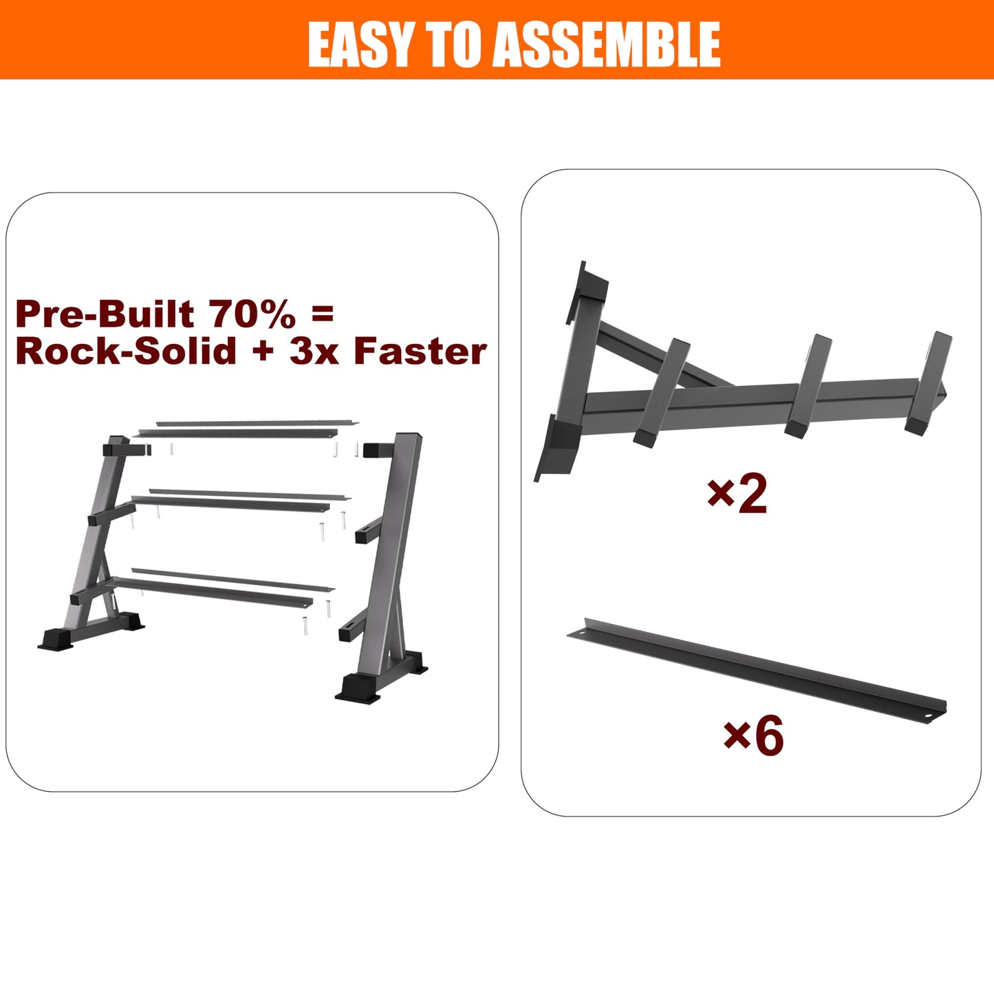 3 Tier Dumbbell Rack, 1200LBS Heavy Duty Weight Rack for Home Gym, Adjustable Storage Organizer for Free Weights, Quick & Easy Assembly, Dumbbell Rack Stand Only