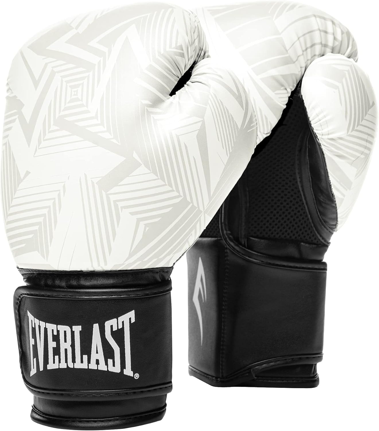 Everlast Spark Boxing Gloves | Training Gloves for Men and Women | Secure Fit Hook and Loop with Wrist Support | Heavy Bag & Fitness Training (14 oz | WHT Geo)
